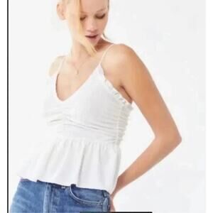 Urban Outfitters white Swiss dot ruffle cami tank top Size Small
